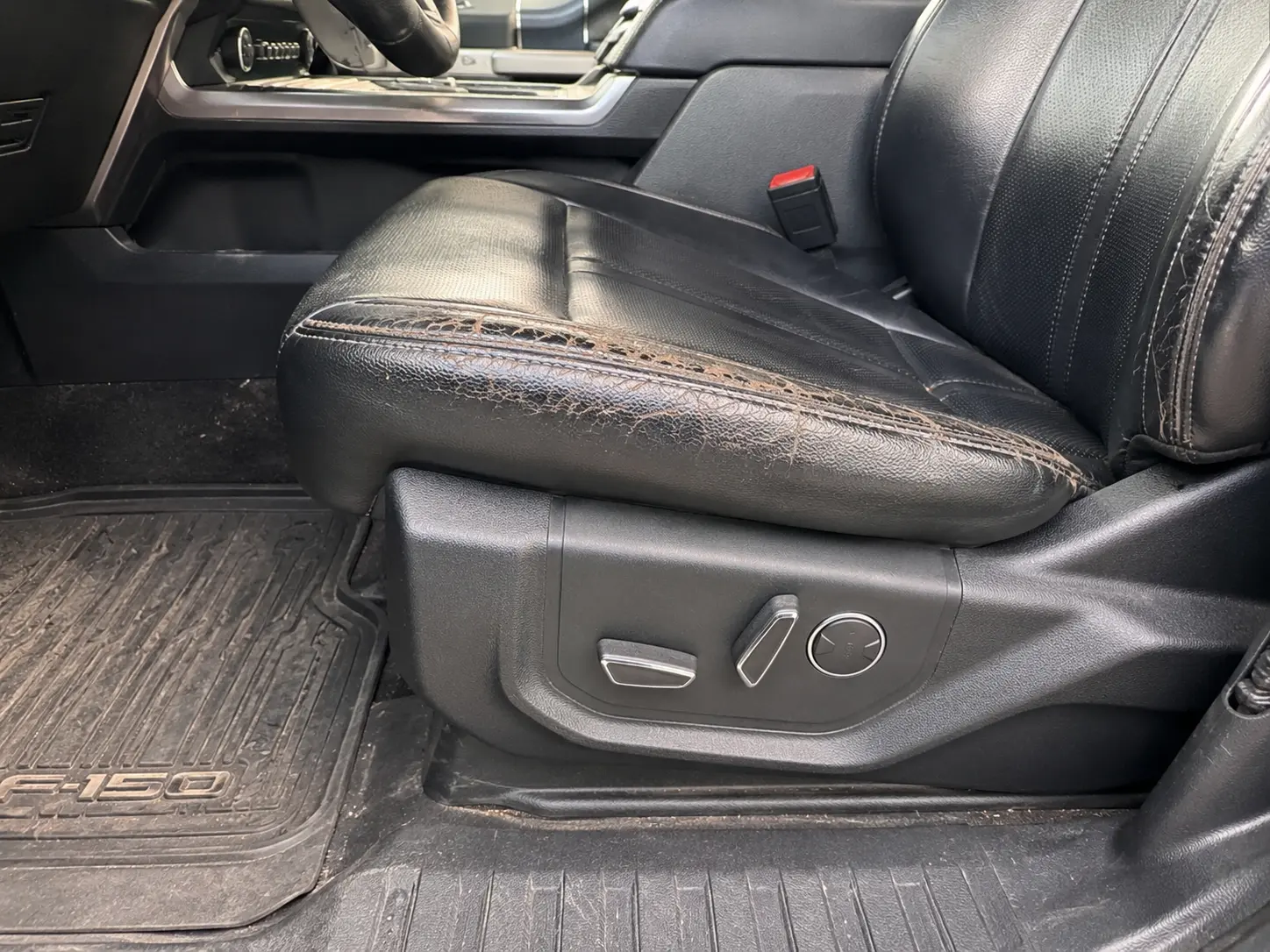 Before Ford F-150 driver seat side panel repair