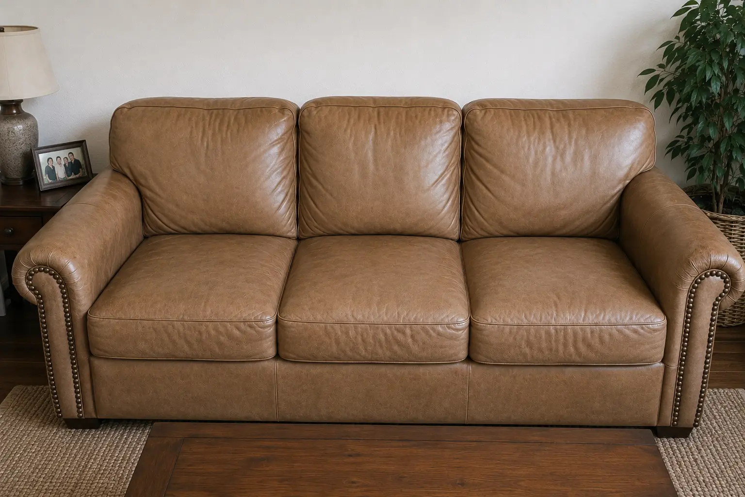 After leather sofa cleaning