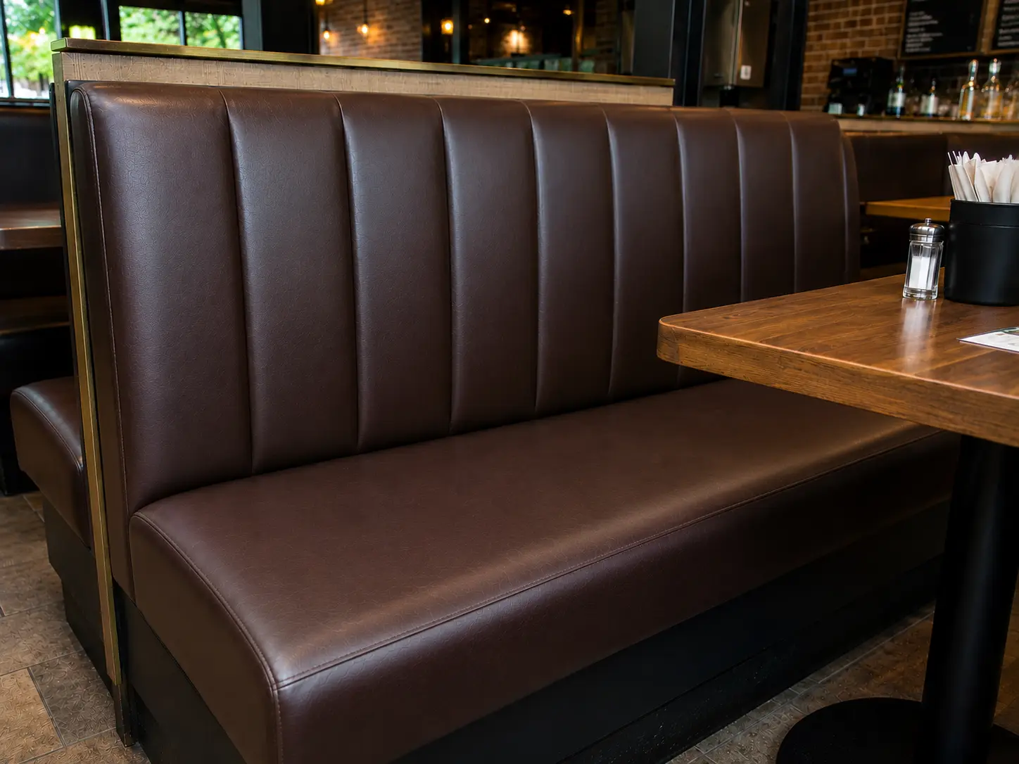 After restaurant bar bench upholstery repair