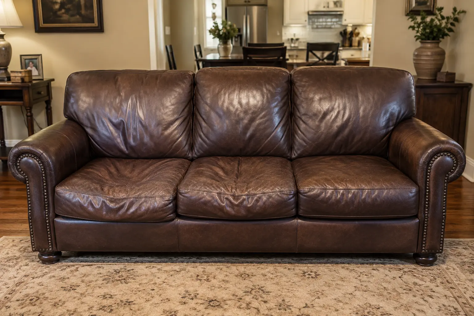 Before sofa cushion restuffing