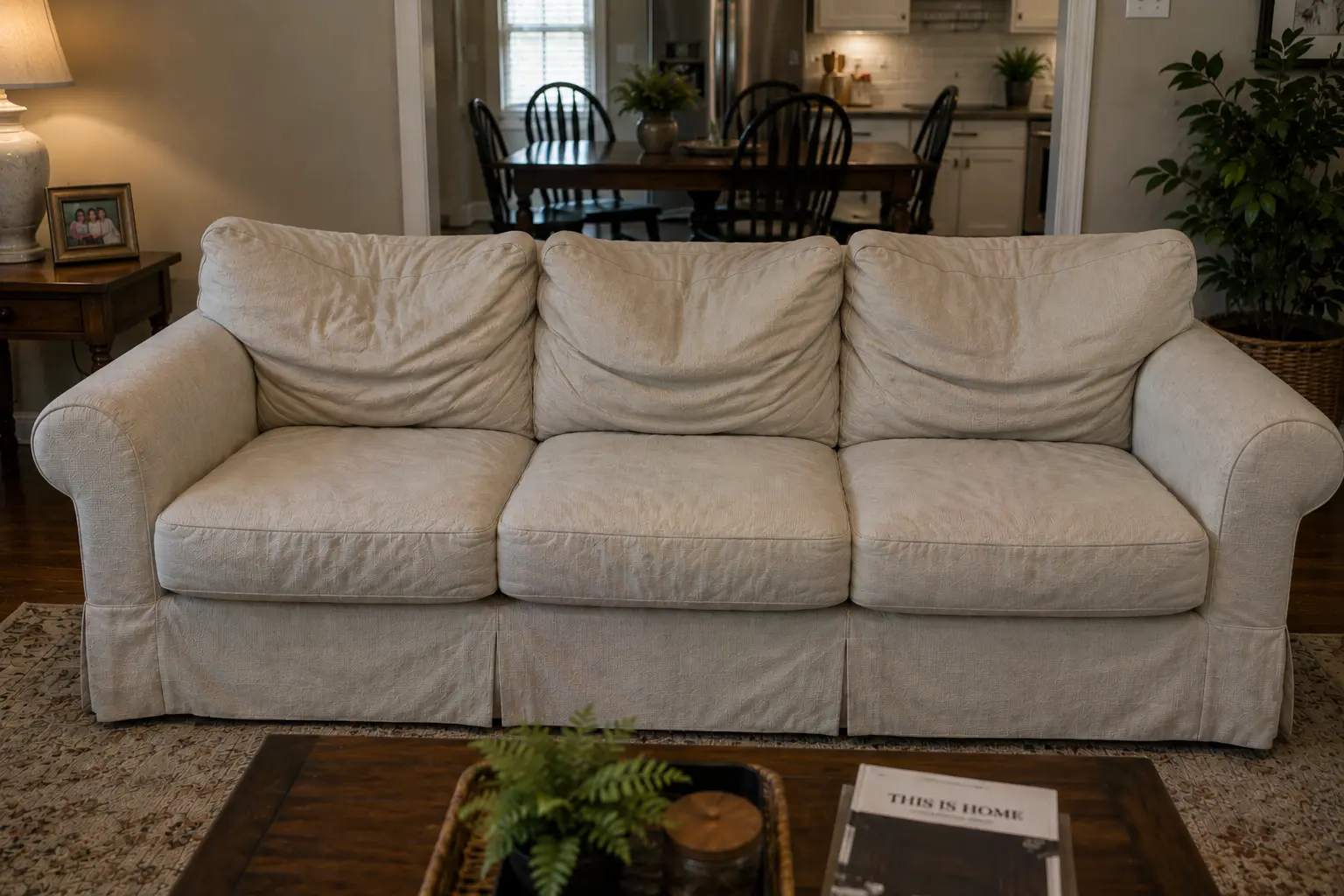 Before fixed sofa cushion foam repair