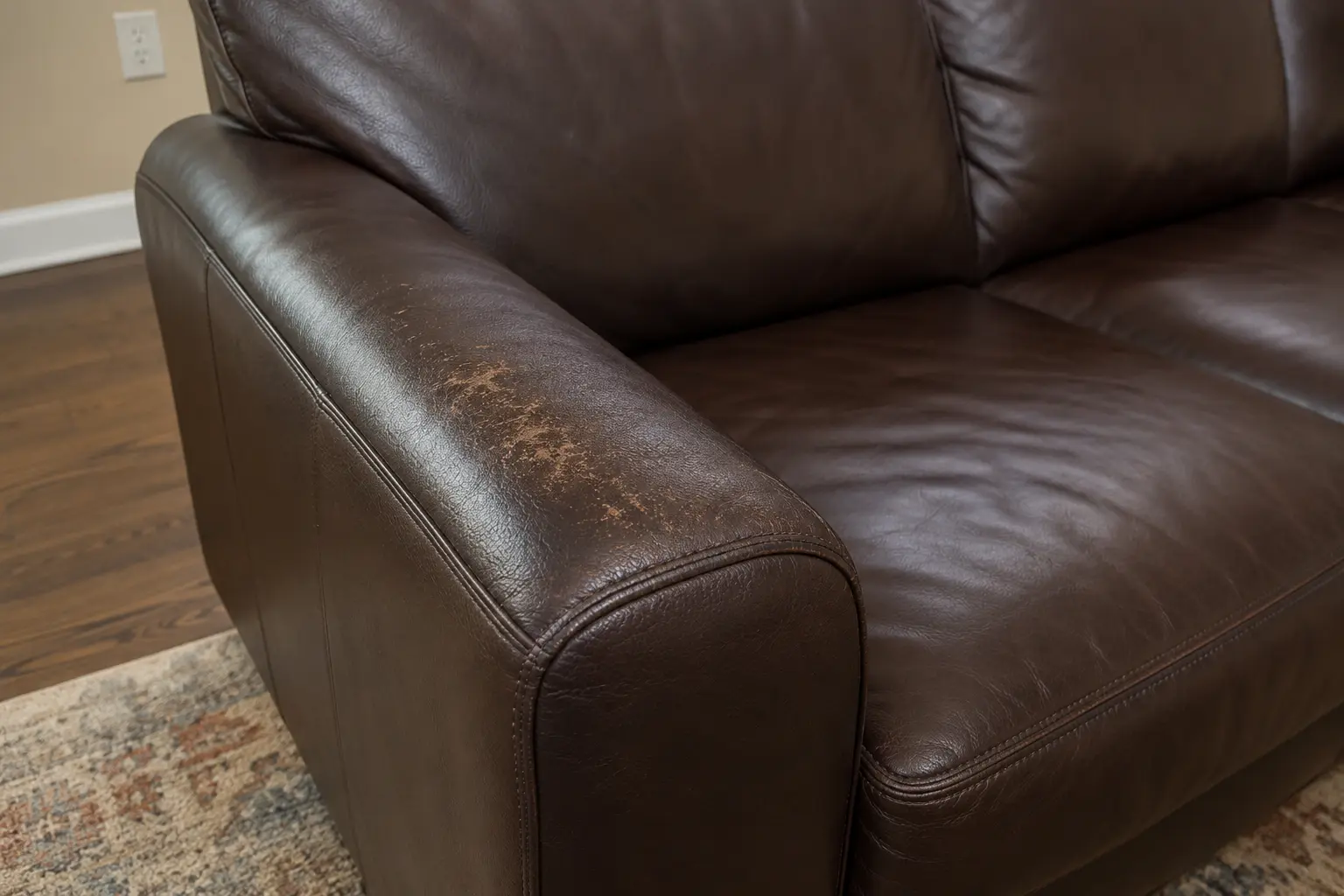 Before leather sofa armrest repair