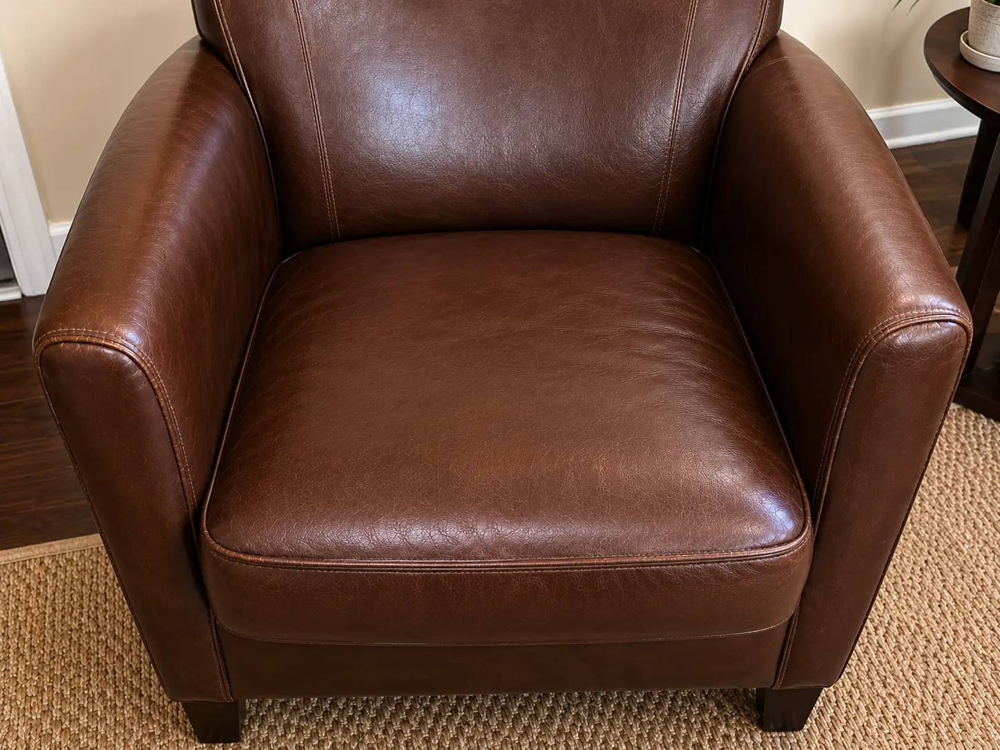 After leather chair seat repair
