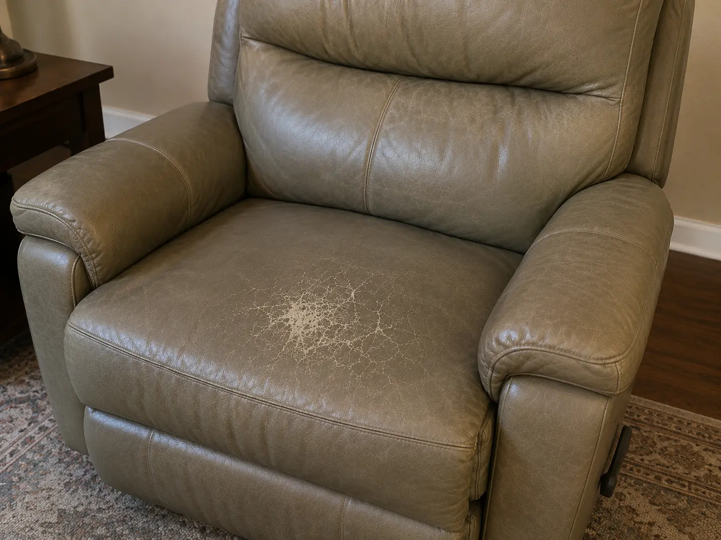Before leather recliner damage repair