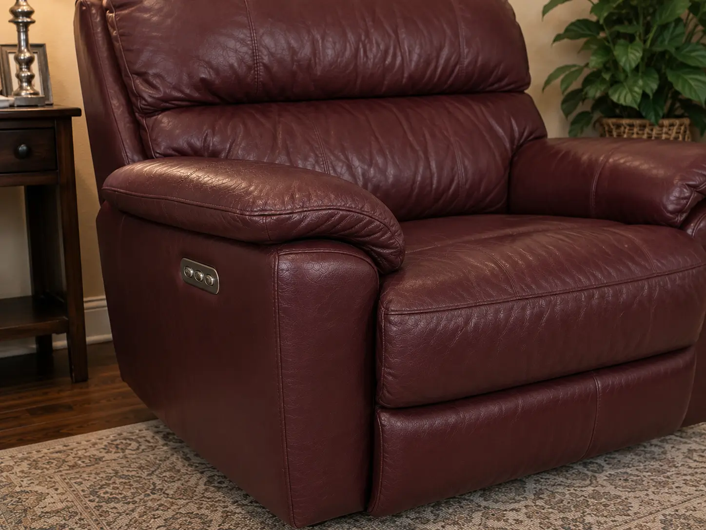 After recliner upholstery repair